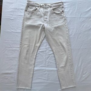 Levi's 501 Original Fit White Jeans Men's 30x28 (Actual 27 Inseam) - Button Fly